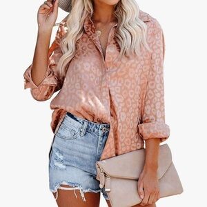 Leopard Print Satin Blouse